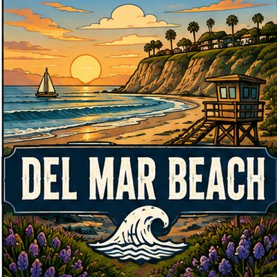 Del Mar Beach illustration